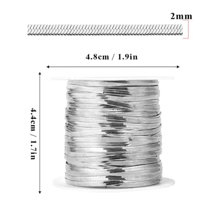 33FT 2mm Stainless Steel Chains Snake Chains Roll Bulk for Jewelry Making | 304 Stainless Steel Flat Snake Chains Roll Spool for DIY Craft Necklace Bracelet - color: 2.0mm Stainless Steel Flat Snake Chains