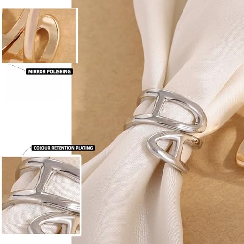 SYWDUDUCLT Scarf Ring for Women's Shawl, Silk Neckerchief, Tshirt, Gold/Sivler, S/M/L, 2 Pcs - style: Snake-G/S