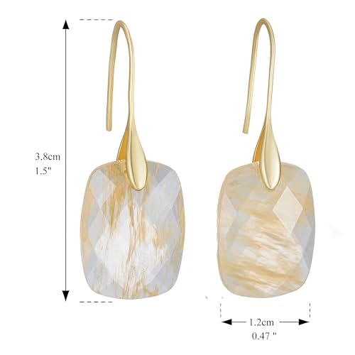 Boho Multiple Style Natural Stone Earrings for Women Unique Healing Gemstone Energy Hypoallergenic Lightweight Dangle Drop Earrings Multiple Styles Earrings Jewelry for Birthday Party Gift - style: Citrine-Gold Hook