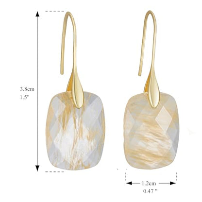 Boho Multiple Style Natural Stone Earrings for Women Unique Healing Gemstone Energy Hypoallergenic Lightweight Dangle Drop Earrings Multiple Styles Earrings Jewelry for Birthday Party Gift - style: Citrine-Gold Hook