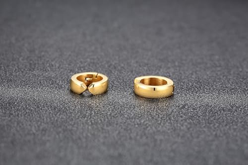 SIISPRI Stainless Steel Mens Womens Clip On Earrings Hoop Huggie Non-Piercing - color: Gold