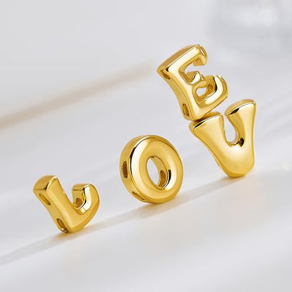 Bubble Gold Initial Necklaces for Women,14K Gold Plated A-Z Initial Necklaces for Women, Chunky balloon letter name Pendant Necklace Fashion Jewelry Gifts - color: J, style: Gold