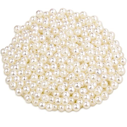 2150PCS Pearl Beads for Jewelry Making 6mm Jewelry Beads Bulk | Round Faux Pearls Beads with Holes for Bracelet Necklace Earrings Crafting - color: ivory(6mm)