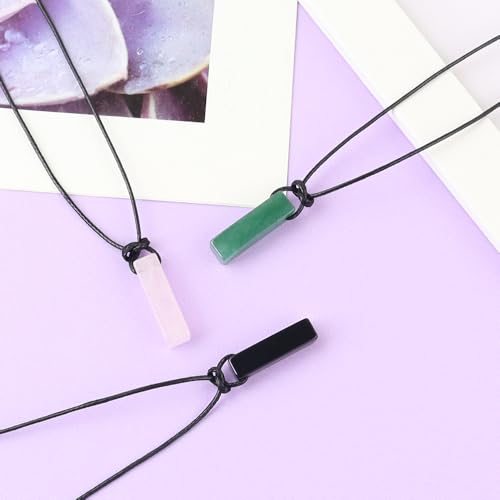 FANASY Natural Gemstone Pendant Necklace for Men Healing Crystal Pendant Adjustable Black Rope Necklace Jewelry Gifts for Women Men - color: Z-Style 1