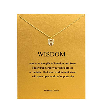 Baydurcan Friendship Anchor Compass Necklace Good Luck Elephant Pendant Chain Necklace with Message Card Gift Card - style: Owl