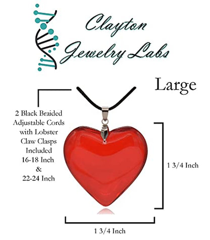 Large Red Semi-Transparent Solid Glass Heart Pendant Necklace - style: Large Red
