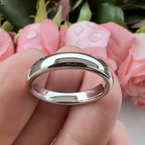 TUTISS 4mm 6mm 8mm 10mm Silver/Gold/White Tungsten Rings for Men Women Couple Fashion Jewelry Anniversary Engagement Wedding Bands Domed Polished I Love You Engraved Comfort Fit - color: 4mm White Tungsten I Love You
