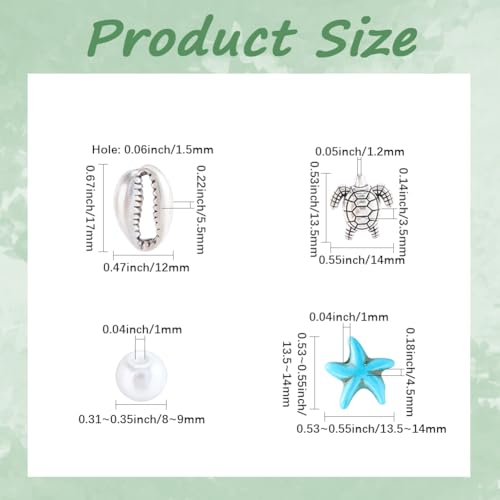 SUNNYCLUE 1 Box 6 Sets Bracelet Making Kits Starfish Beads Colorful Shell Sea Turtle Bead Summer Hawaii Ocean Chip Stone Irregular Gemstones for Jewelry Making Kits Adults Gift Adults Supplies - style: Ocean 3