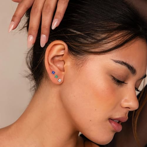 20G/18G/16G Flat Back Earrings Tiny Nose Stud, Cartilage Earring Threadless Tragus Helix Stud Conch Piercing Jewelry - color: CZ Flower(gold 3pcs), size: 18 gauge (1.0mm post)