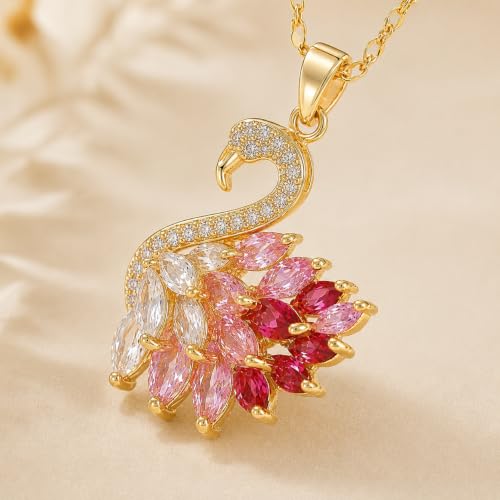 Gold Plated Swan Crystal Necklace Dangle Drop Jewelry for Weddings Parties Gifts Fashion Accessories