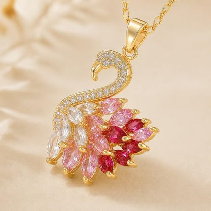 Gold Plated Swan Crystal Necklace Dangle Drop Jewelry for Weddings Parties Gifts Fashion Accessories