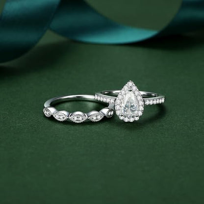 Moissanite Wedding Ring Set for Women D Color VVS1 Moissanite Engagement Rings 925 Sterling Silver Palladium and Rhodium Plated Promise Ring with Certificate - color: 1.45CTTW(1CT Center)