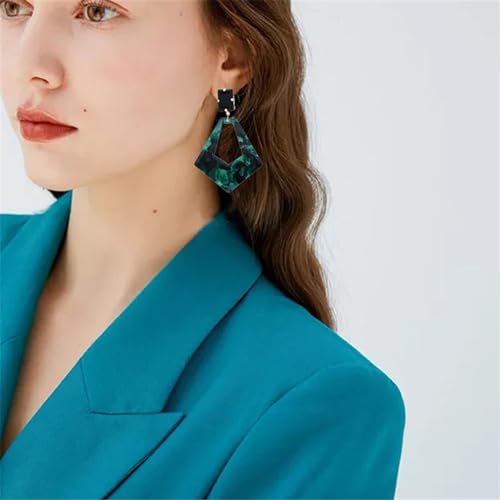 ONLYJUMP Exaggerated Geometry Earrings Acrylic Round Square Triangle Heart Dangle Earrings for Women Multilayer Bohemia Earrings Classic Retro Minimalist Earrings Statement Jewelry - color: Green