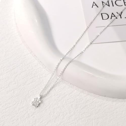 Zeffy Diamond Necklaces for Women, Dainty Gold Necklace 18k Gold Plated Layered Necklaces Simple Gold CZ Diamond Pendant Necklaces for Women Trendy Jewelry Gifts for Girls - color: Silver Solitaire Diamond Necklaces