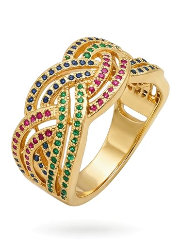 Wideband Statement Gold Ring for Women | Chunky Colorful Jewrly Non Tarnish Date Party Fine Jewelry