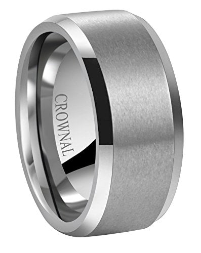 6mm 8mm 10mm Black Tungsten Wedding Band Ring Men Women Matte Finish Beveled Edges Comfort Fit Size 5 To 17 - color: Silver 10mm