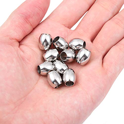 Stainless Steel Spacer Beads 10x11mm Oval Loose Charm Caps Beads for DIY Jewelry Making 10pcs with 6mm Hole - color: 10x11mm 6mm