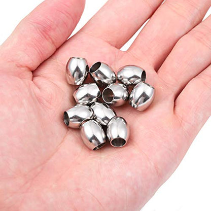 Stainless Steel Spacer Beads 10x11mm Oval Loose Charm Caps Beads for DIY Jewelry Making 10pcs with 6mm Hole - color: 10x11mm 6mm