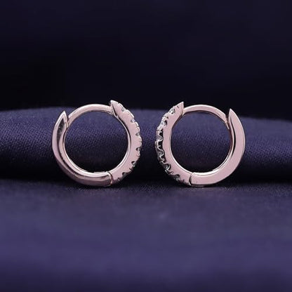Dainty Cartilage Huggie Hoop Earrings Women in 18K Gold Plated | Round Moissanite in 18K Gold Plated Jewelry for Her - color: Rose Gold, size: 11 MM
