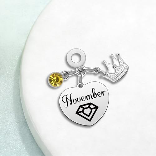 Birthday Gifts for Women Birthstone Charms for Bracelets Necklaces Jewelry Gift for Mom Wife Daughter Granddaughter Niece Sister Girlfriend - color: November