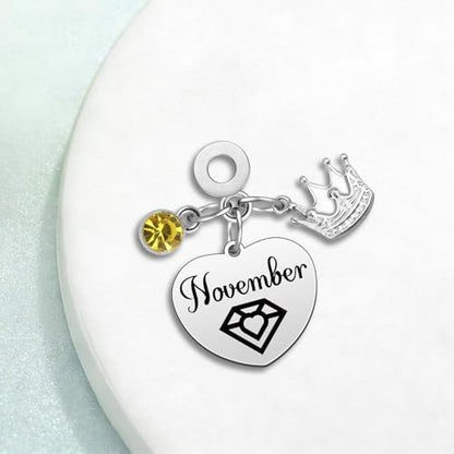 Birthday Gifts for Women Birthstone Charms for Bracelets Necklaces Jewelry Gift for Mom Wife Daughter Granddaughter Niece Sister Girlfriend - color: November