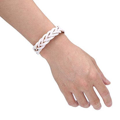 CCBFY Genuine Leather Bracelet Braided Sporty Wide Wristband Punk Jewelry for Men Women - color: 1 Piece - White
