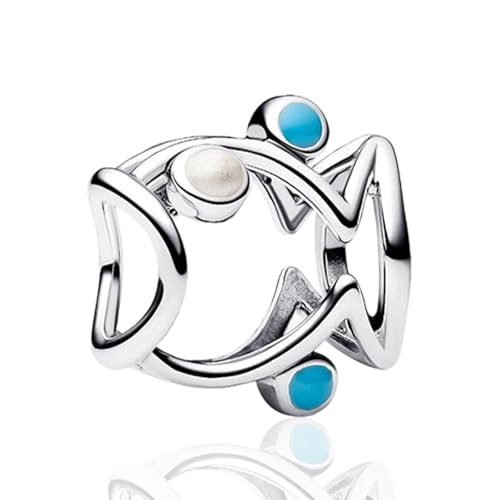Charms Beads 925 Sterling Silver Animal Heart Flower Friend Dangle Pendant with 5A Cubic fits for Charms Bracelets for Woman Valentine's Day Mother's Day Christmas Graduation Birthday Gift - style: D27-Blue Fish