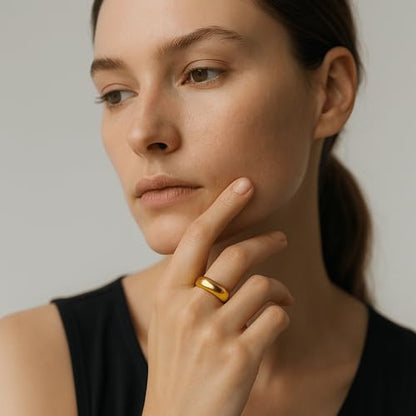 Magnetic Open Ring – Wellness‑Inspired Adjustable Band Ring, Polished Minimalist Jewelry for Men & Women, Everyday Balance, Compact Gift Box - color: Gold