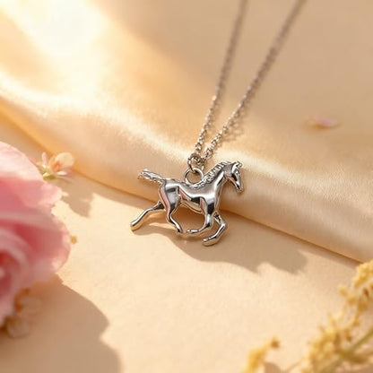 Baydurcan Dainty Silver Necklace for Women Ankh Horse Celtic Necklace Gifts | Dainty charm gifts for friends sister mother, birthday, christmas, graduation gifts. Ready to give with card & envelope. - style: Horse