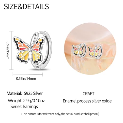 925 Sterling Silver Huggie Hoop Earrings for Women with 5A Cubic Zirconia Jewelry Birthday Gift - style: Butterfly