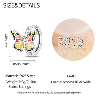 925 Sterling Silver Huggie Hoop Earrings for Women with 5A Cubic Zirconia Jewelry Birthday Gift - style: Butterfly