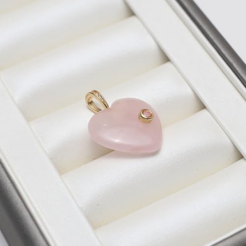 LE SKY Natural Stone Pendants Healing Crystal Gemstones with Rhinestone Charms for jewelry Making Necklace DIY Craft Gift - color: heart