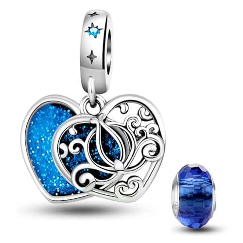HappyStar 925 Sterling Silver Charms for Bracelets and Necklace Dangle Pendants Beads Charms Fits Charms Bracelets for Woman Jewelry Gifts (with one Spacer Bead Charms) - style: Lotus Flower Double Pendant Charm