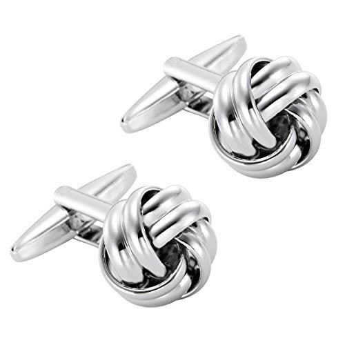 Urban Jewelry Mens Stainless Steel Nautical Knot Cufflinks Sharp Formal | Nautical Cufflinks Stainless Steel Rust Resistant Finish Polished Cufflink Finish Modern Cufflink Design Style - color: Silver Stainless Steel Knot Cufflinks