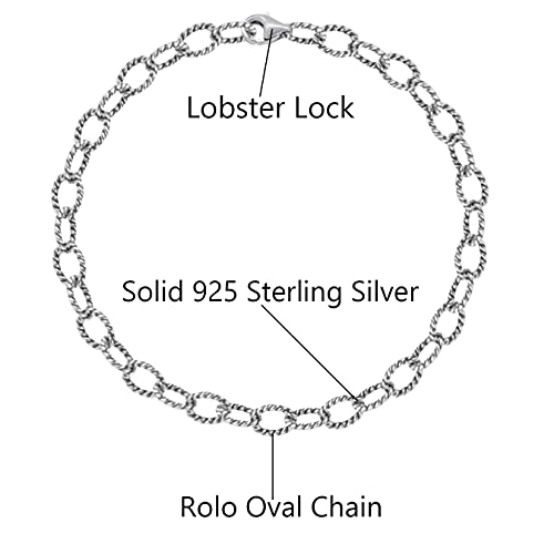 Savlano 925 Sterling Silver 9, 10 Inches Chain Anklet for Women Comes With a Gift Box - style: DC Oval Rolo