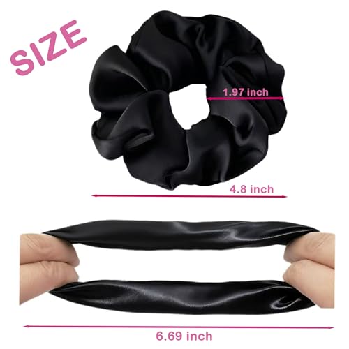 7 Pcs Satin Scrunchies Soft Hair Ties Fashion Hair Bands Elastic Bracelets Ponytail Holders Hair Accessories for Women Girls (4.7 Inch, Neutral Color)