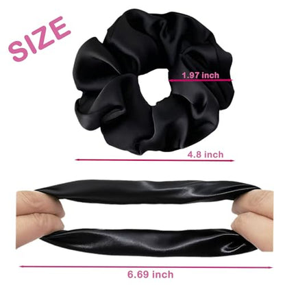 7 Pcs Satin Scrunchies Soft Hair Ties Fashion Hair Bands Elastic Bracelets Ponytail Holders Hair Accessories for Women Girls (4.7 Inch, Neutral Color)