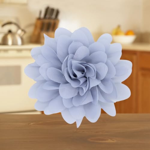 Satin Fabric Large Flower Brooch Pin Dainty Handmade Big Rose Flower Brooches Blossom Lapel Pins Silk Camellia Flowers Pin Wedding Dance Prom Party Banquet Dresses Suit Clothes Jewelry for Women - color: Grey
