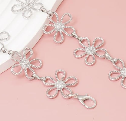 Women's Waist Chain Flower Metal Belt for Dresses Jeans | Adjustable Belly Waist Chain - color: Hollow Flower Silver, size: M: 120cm/47in