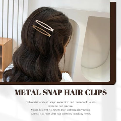 16 PCS Snap Hair Clips Metal Barrettes for Women Non Slip Barrettes for Thick and Thin Fine Hair,Bright Black Brown Beige,2.36 x 0.43 Inches. - color: Bright Black Brown Beige
