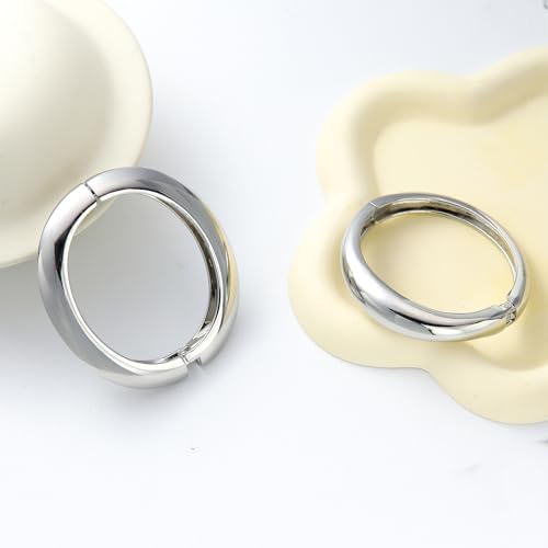 2pcs Gold Bangle Bracelets for Women, Trendy Hinged Cuff Open Wide Chunky Gold Bracelet Stack Arm Cuff Jewelry for Women - color: F-Silver Bangle