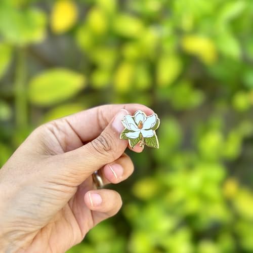 Enamel Flower Wedding Pin - Floral Brooch for Men & Women - Lapel Pin Favors - style: Magnolia