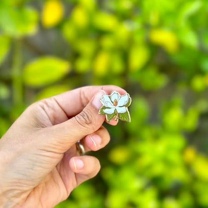 Enamel Flower Wedding Pin - Floral Brooch for Men & Women - Lapel Pin Favors - style: Magnolia