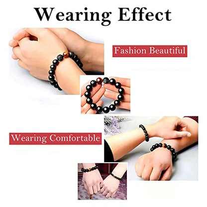 Black Obsidian Bracelet,Feng Shui Black Obsidian Wealth Bracelet for Women Men Couples Handmade Stretch Obsidian Bracelet Bangle with Carved Pixiu Tiger Eye Stone Attract Wealth Money and Good Luck - color: E,10mm,Yellow Tiger Eye