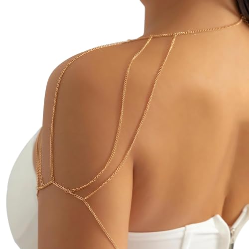 Multi-Layered Tassel Shoulder Body Chain Necklace Wedding Shoulder Back Chain Festival Upper Arm Bracelet Body Accessory for Women