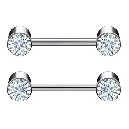 14G ASTM F136 Titanium Nipple Piercing Jewelry Round CZ Nipple Barbell Jewelry Internally Threaded G23 Solid Titanium Nipple Piercing Barbell Ring Jewelry for Women Men 14 Gauge - style: Clear CZ