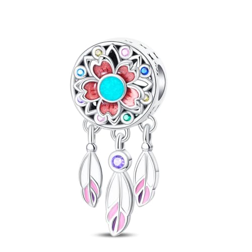 Pandach 925 Sterling Silver Charms Beads for Bracelets and Necklaces Butterfly and Headphones Pendants Clover Charms Jewelry Gift for Women - style: Sakura Charm