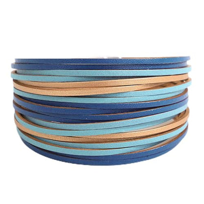 Fesciory Leather Wrap Bracelets for Women, Boho Western Layered Jewelry | Layered leather cuff bracelets, Easy on and off, Boho western style, Daily wear, Gift for women - color: Blue 4