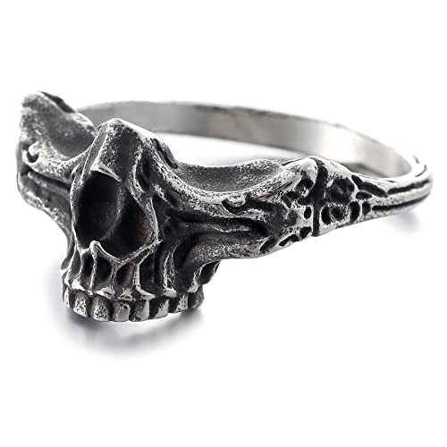 2023 Skull Ring Cool Evil Death Punk Rock Stainless Steel Rings Aly Style Jewelry - style: R1097