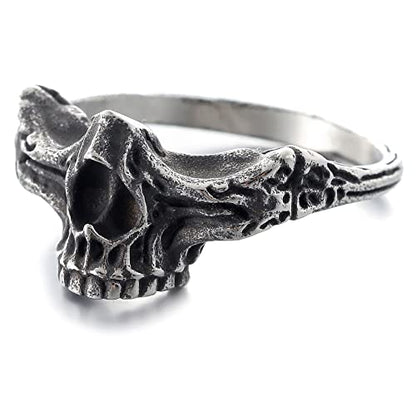 2023 Skull Ring Cool Evil Death Punk Rock Stainless Steel Rings Aly Style Jewelry - style: R1097